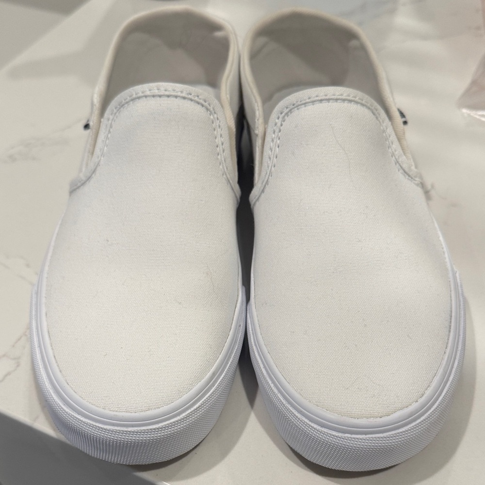 Classic White Vans Canvas Slip-On Sneakers